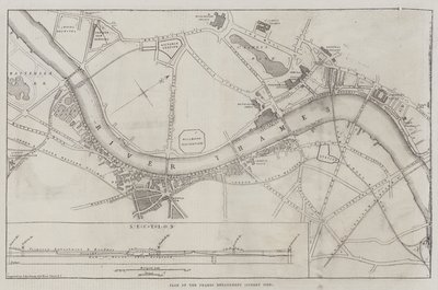 Plan des Thames Embankment, Surrey-Seite von John Dower